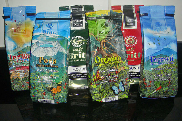 Paquets de café produit au Costa Rica