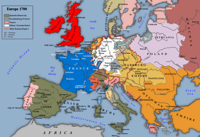 Carte de l'Europe en 1700