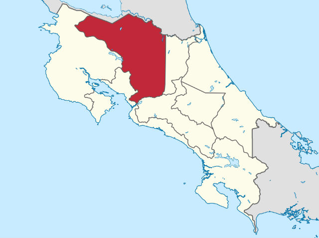Carte de la Province d'Alajuela au Costa Rica