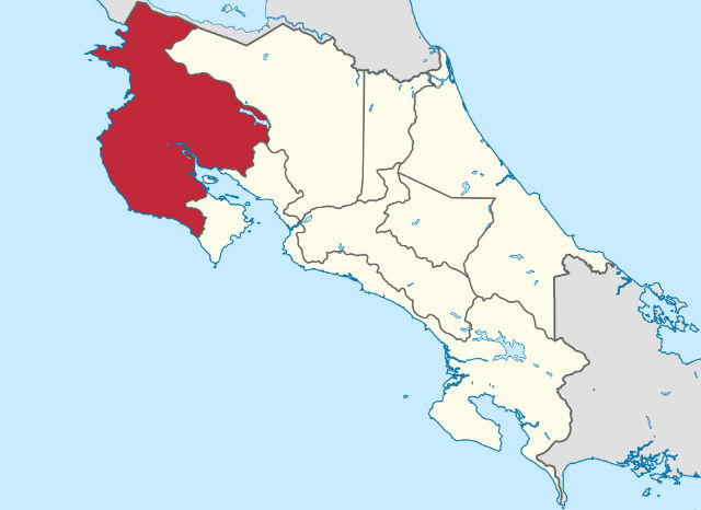 Carte de la Province du Guanacaste au Costa Rica